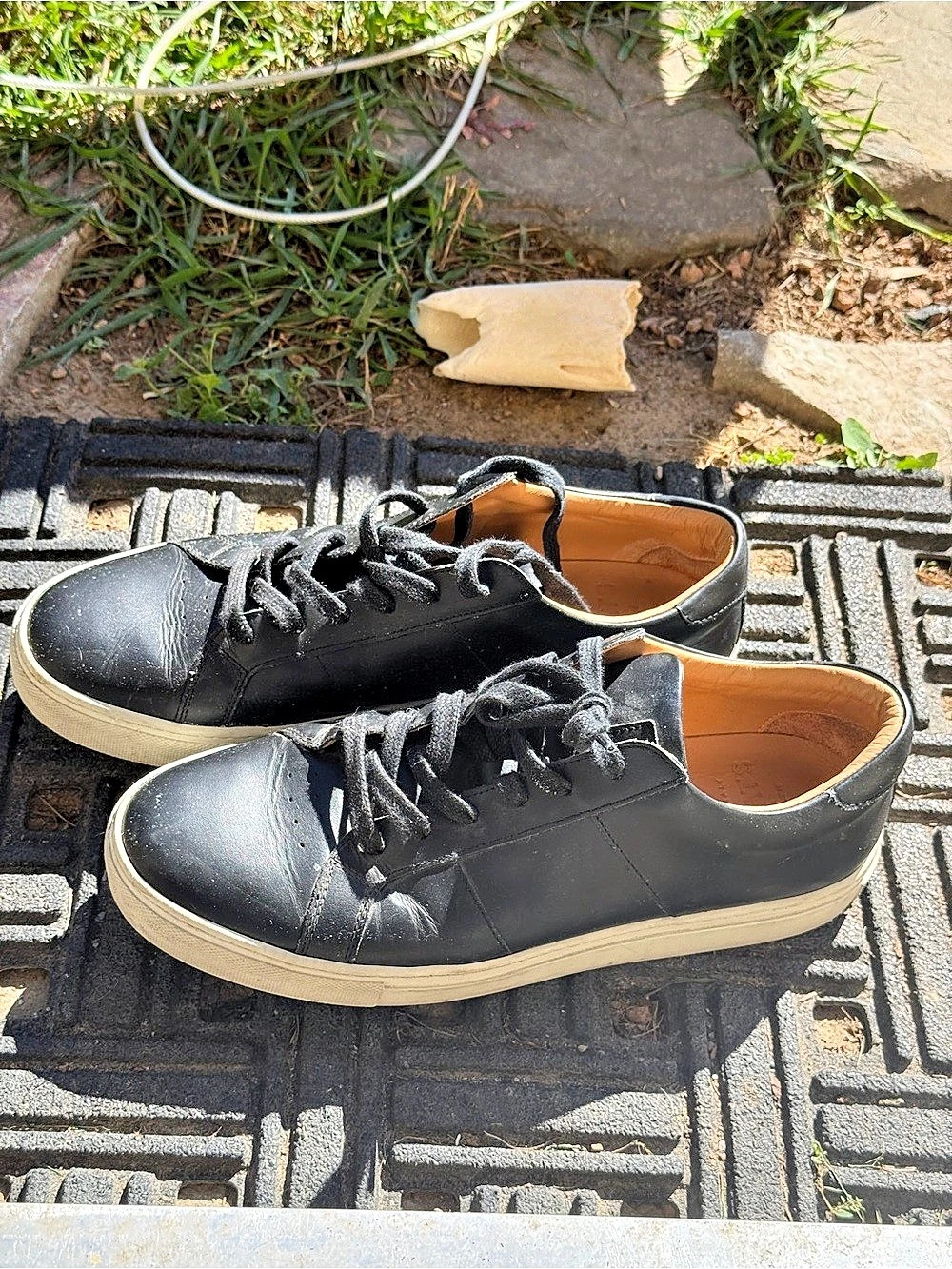GREATS Brooklyn Men’s 10 Black Leather Sneakers Made Italy Low Top Shoes